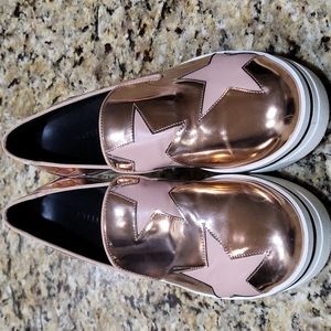 Authentic Stella McCartneyBinx Metallic Star Slip-On Sneakers, Copper Tea Rose